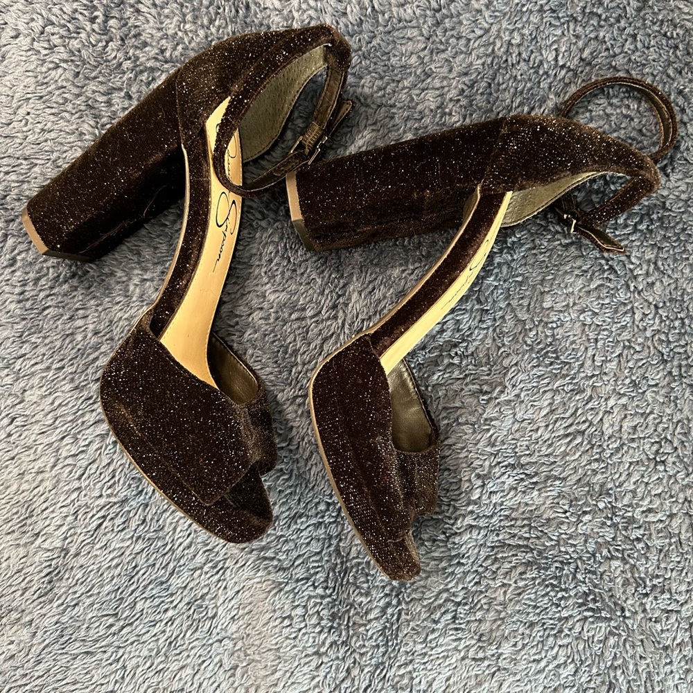 Jessica Simpson Velvet Platform Heels